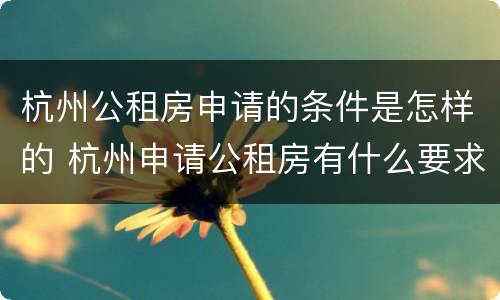 杭州公租房申请的条件是怎样的 杭州申请公租房有什么要求