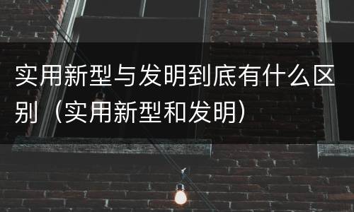 实用新型与发明到底有什么区别（实用新型和发明）