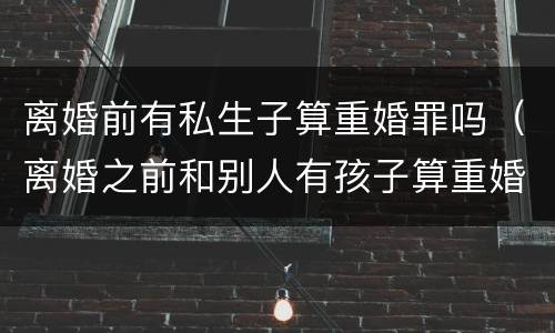 离婚前有私生子算重婚罪吗（离婚之前和别人有孩子算重婚罪吗）
