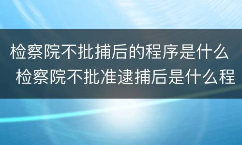 检察院不批捕后的程序是什么 检察院不批准逮捕后是什么程序