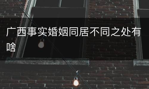 广西事实婚姻同居不同之处有啥