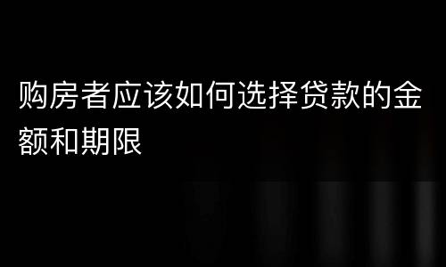 购房者应该如何选择贷款的金额和期限