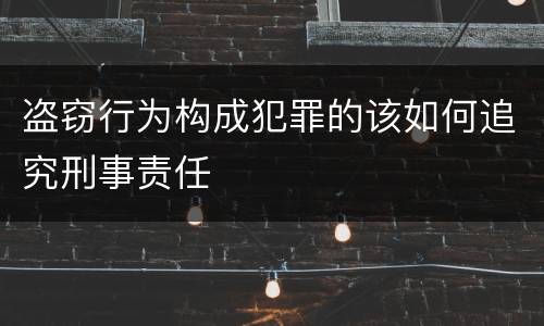 盗窃行为构成犯罪的该如何追究刑事责任