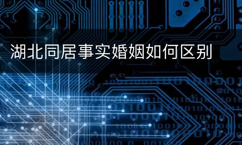 湖北同居事实婚姻如何区别