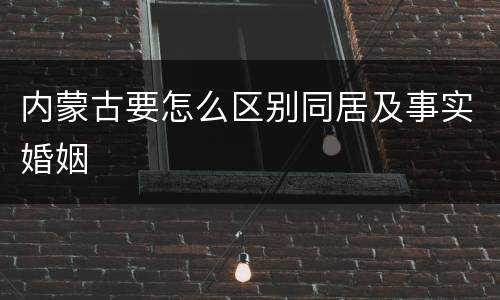 内蒙古要怎么区别同居及事实婚姻