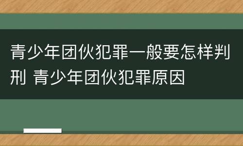青少年团伙犯罪一般要怎样判刑 青少年团伙犯罪原因
