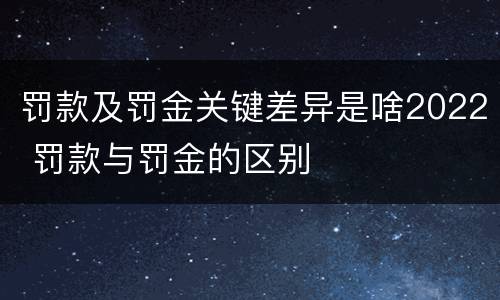 罚款及罚金关键差异是啥2022 罚款与罚金的区别