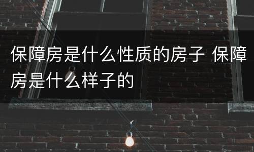 保障房是什么性质的房子 保障房是什么样子的