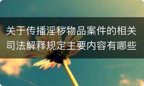 关于传播淫秽物品案件的相关司法解释规定主要内容有哪些