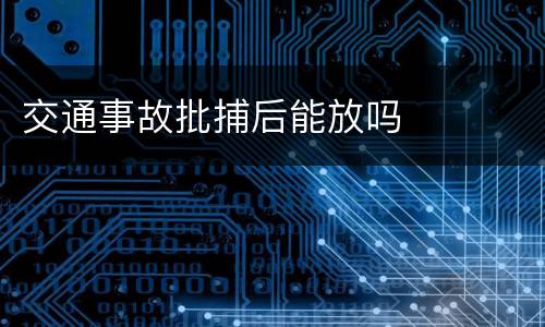 交通事故批捕后能放吗