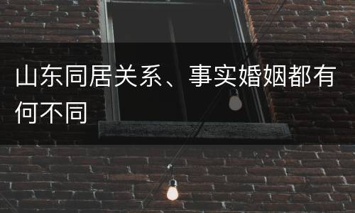 山东同居关系、事实婚姻都有何不同