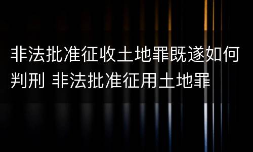 非法批准征收土地罪既遂如何判刑 非法批准征用土地罪