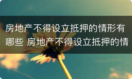 房地产不得设立抵押的情形有哪些 房地产不得设立抵押的情形有哪些规定