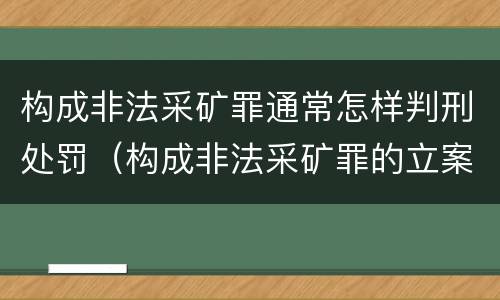构成非法采矿罪通常怎样判刑处罚（构成非法采矿罪的立案标准）