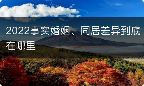 2022事实婚姻、同居差异到底在哪里