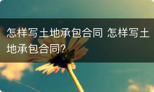 怎样写土地承包合同 怎样写土地承包合同?