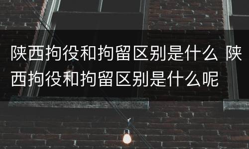 陕西拘役和拘留区别是什么 陕西拘役和拘留区别是什么呢