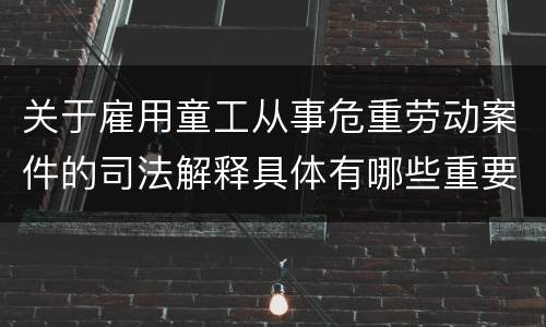 关于雇用童工从事危重劳动案件的司法解释具体有哪些重要内容