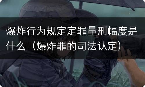 爆炸行为规定定罪量刑幅度是什么（爆炸罪的司法认定）