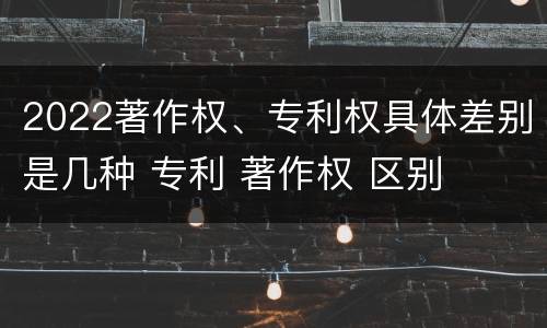 2022著作权、专利权具体差别是几种 专利 著作权 区别