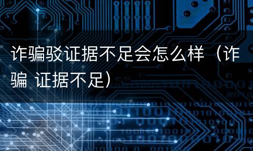 诈骗驳证据不足会怎么样（诈骗 证据不足）