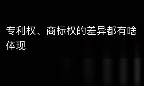 专利权、商标权的差异都有啥体现