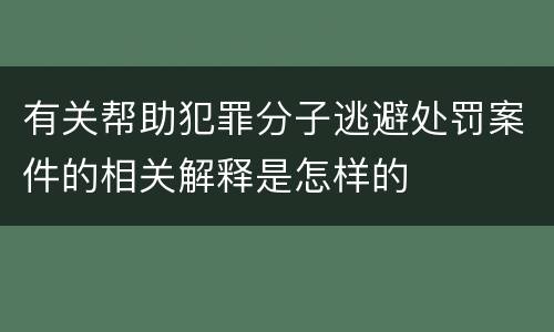 有关帮助犯罪分子逃避处罚案件的相关解释是怎样的