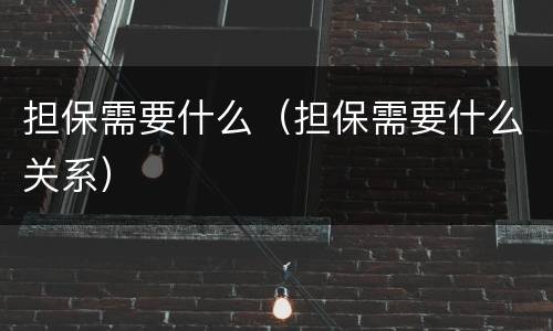 担保需要什么（担保需要什么关系）