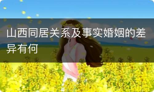 山西同居关系及事实婚姻的差异有何