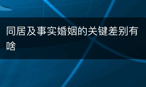 同居及事实婚姻的关键差别有啥