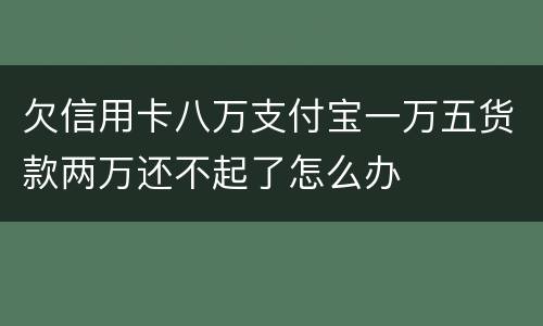 欠信用卡八万支付宝一万五货款两万还不起了怎么办