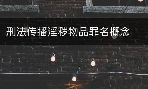 刑法传播淫秽物品罪名概念