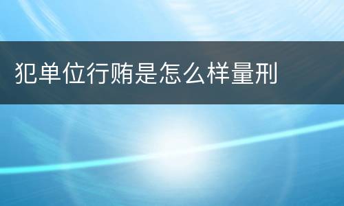 犯单位行贿是怎么样量刑