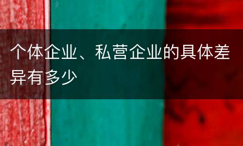 个体企业、私营企业的具体差异有多少