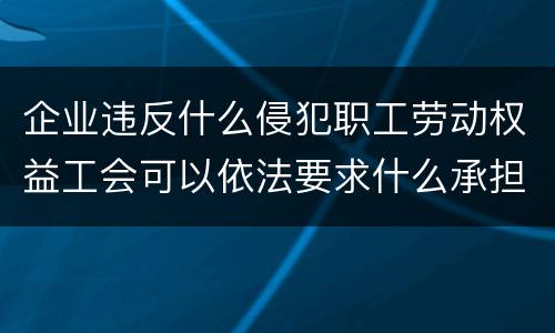 企业违反什么侵犯职工劳动权益工会可以依法要求什么承担责任