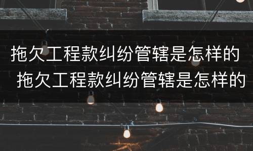 拖欠工程款纠纷管辖是怎样的 拖欠工程款纠纷管辖是怎样的法律规定