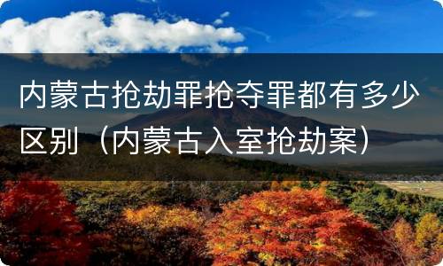 内蒙古抢劫罪抢夺罪都有多少区别（内蒙古入室抢劫案）