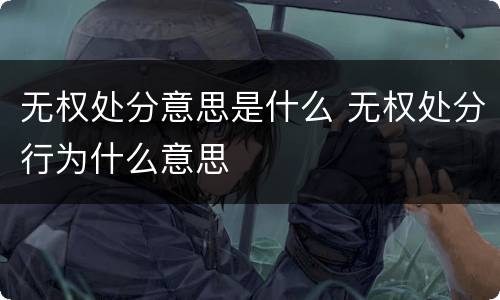 无权处分意思是什么 无权处分行为什么意思