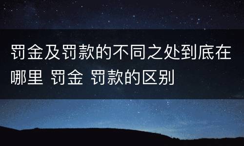 罚金及罚款的不同之处到底在哪里 罚金 罚款的区别