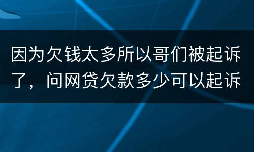 因为欠钱太多所以哥们被起诉了，问网贷欠款多少可以起诉