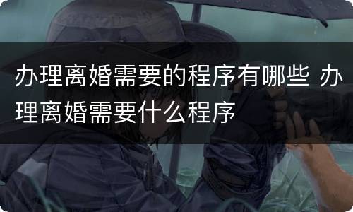 办理离婚需要的程序有哪些 办理离婚需要什么程序