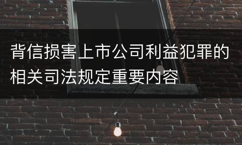 背信损害上市公司利益犯罪的相关司法规定重要内容