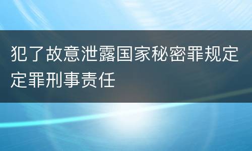 犯了故意泄露国家秘密罪规定定罪刑事责任