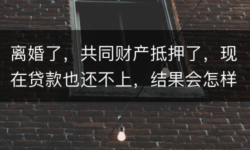 离婚了，共同财产抵押了，现在贷款也还不上，结果会怎样