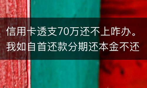 信用卡透支70万还不上咋办。我如自首还款分期还本金不还利息行吗