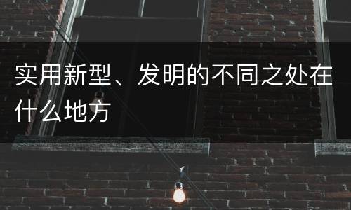 实用新型、发明的不同之处在什么地方