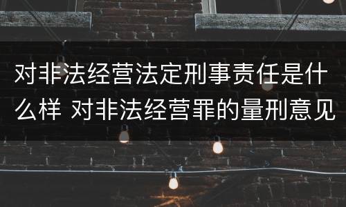 对非法经营法定刑事责任是什么样 对非法经营罪的量刑意见