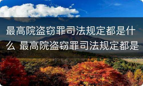 最高院盗窃罪司法规定都是什么 最高院盗窃罪司法规定都是什么时候实施