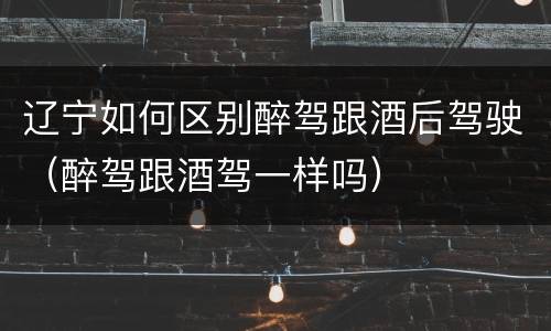 辽宁如何区别醉驾跟酒后驾驶（醉驾跟酒驾一样吗）