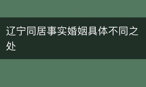 辽宁同居事实婚姻具体不同之处
